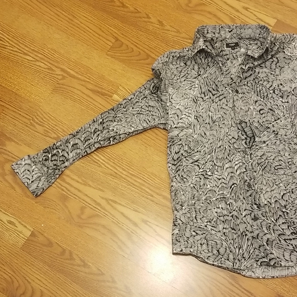 Express Monochrome Patterned Button Down Shirt - image 2